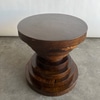 Brown Carved Column Side Table