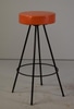 Mid Century Stool with Black Metal Legs