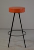 Mid Century Stool with Black Metal Legs
