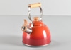 Red Stovetop Tea Kettle w/ Wood Grip