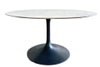 Oatmeal Round Marble & Black Tulip Base Dining Table