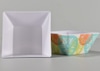 2 Square Plastic Bowls w/ Sliced Fruit Design