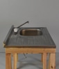 Stainless Kitchen Sink Single Basin w/ Drainboard & Fixtures