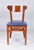 Restaurant Chair with Wood Finish and Blue Vinyl Upholstery
