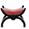 Burgundy Leather & Black Wood Foot Stool Ottoman