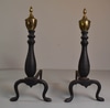 Pair of Andirons w/ Brass Urns