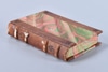 Pocket Notebook with Brown Leather Spine and Marbled Cover
