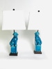 Cyan Ceramic Foo Dog Lamp