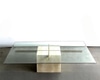 Travertine Coffee Table w Glass Rectangle Top