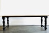 Light Wood Farmhouse Dining Table w Black Painted Base