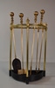 Brass Fireplace Tool Set: 4 Tools w/ Tray Stand