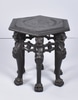 Black Hexagonal Occasional Table w/ Carved Lion Legs
