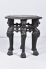 Black Hexagonal Occasional Table w/ Carved Lion Legs