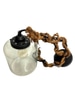 Glass Nautical Pendant Lamp w Worn Brown Rope