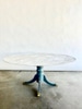 Cream Marble & Blue Painted Base Dining Table