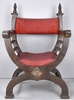 Gothic Wooden chair with Red Back and Seat Cushion