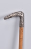 Wood Cane with L Shaped Silver Handle