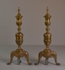 Pair of Brass Andirons;  w/o Dogs