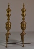 Pair of Brass Andirons;  w/o Dogs