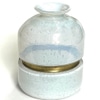White Glass Vase with Gold Stripe