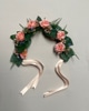 SILK Pink Rose with Blue Headpiece