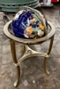 Gemstone World Globe on Brass Stand