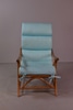 Bamboo Lounge Chair w/ Light Blue Tie On Cushion