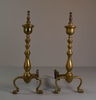 Pair of Brass Andirons w/ Urn Top & Claw Feet