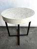 Ivory Inlay + Black Round Side Table