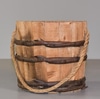 Wood Bucket w/ Rope Handle & Three Split Wood Bands