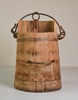 Tall Wood Tapered Bucket Wood w/ Top and Side Iron Handles