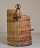 Tall Wood Tapered Bucket Wood w/ Top and Side Iron Handles