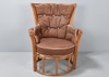 Curved Rattan Arm Chair with two (2) Brown Cushions