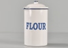 White Enamel Flour Canister w/ Lid