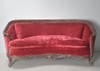 Bow Back Red Velvet Sofa w/ Loose Seat Cushion