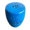Blue Ceramic Drum Shape Outdoor Side Table