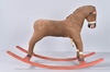 Brown Fabric Rocking Horse w/ Wooden Sleigh