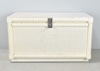 White Blanket Chest w/ Rattan Front Panel