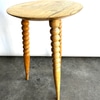 Light Wood Carved Tripod Legs Side Table