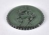 Green Glass Paperweight with Unicorn Motif