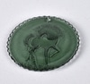 Green Glass Paperweight with Unicorn Motif