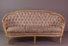 Louis XV Curved Diamond Tufted Couch w/ 3 Loose Seat Cushions