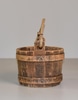 Wood Bucket w/ 2 Wood Straps & Rope Handle