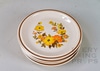 Set of 7 Floral Dinner Plates w/ Brown Rim