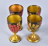 Set of 4 Wood Russian Khokhloma Cups