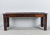 Dark Slatted Wood Bench w/ Four Legs