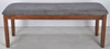 Dark Wood Bench with Grey Cushion