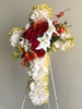 SILK White Easel Cross with Red Roses and White Lilies