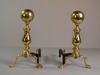 Pair of Brass Andirons w/ Ball Finals