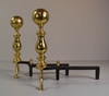 Pair of Brass Andirons w/ Ball Finals